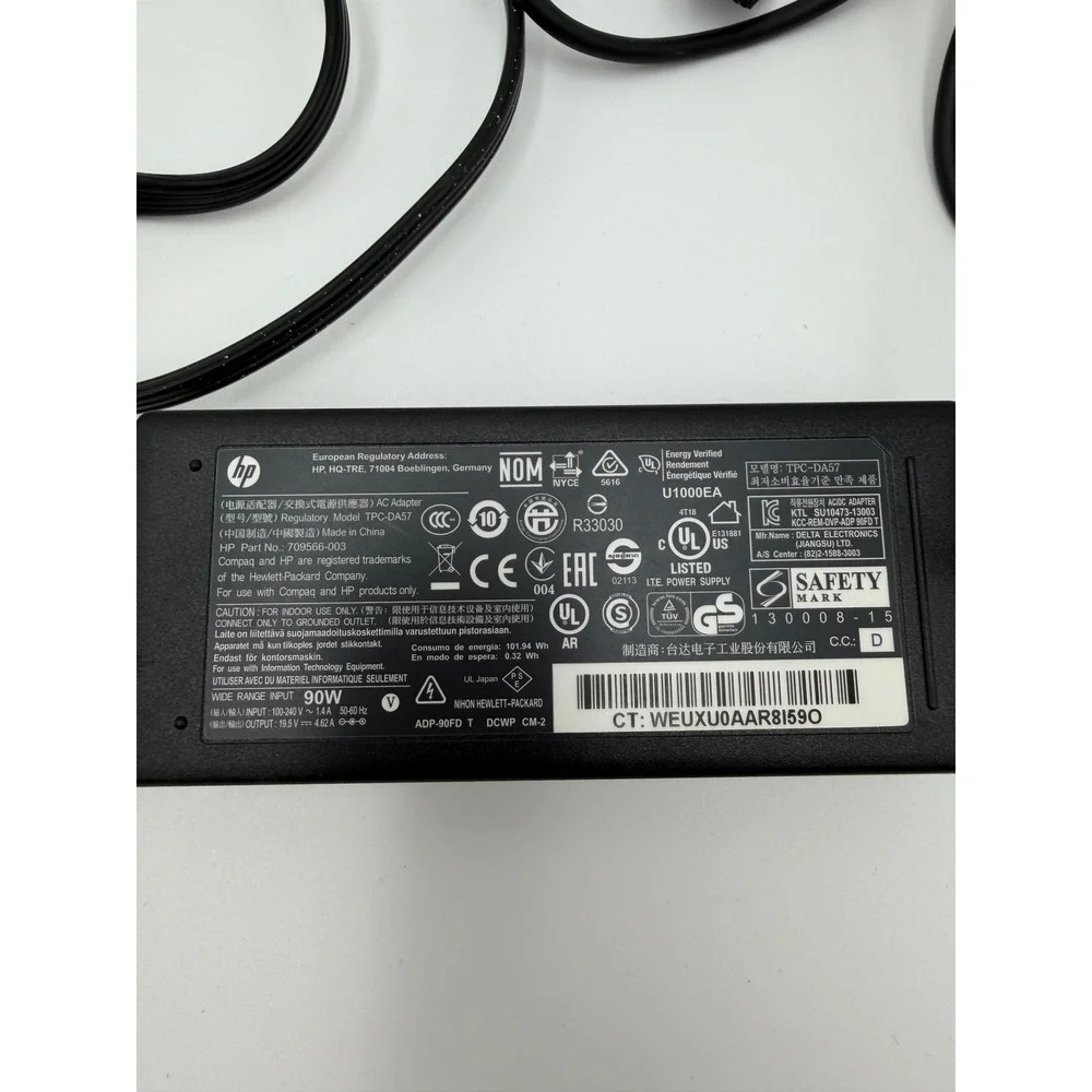 HP AC Adapter TPC-DA57 90W 19.5V‎ 4.62A Black Good 709566-003 Laptop Charger